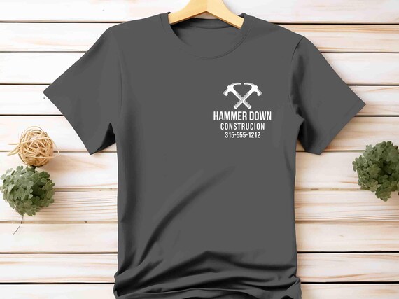 Construction Shirt, Personalized Builder T-Shirt with Hammer Logo, Contractor Workwear, Custom Home Builder Tee, Remodeling Gift Idea