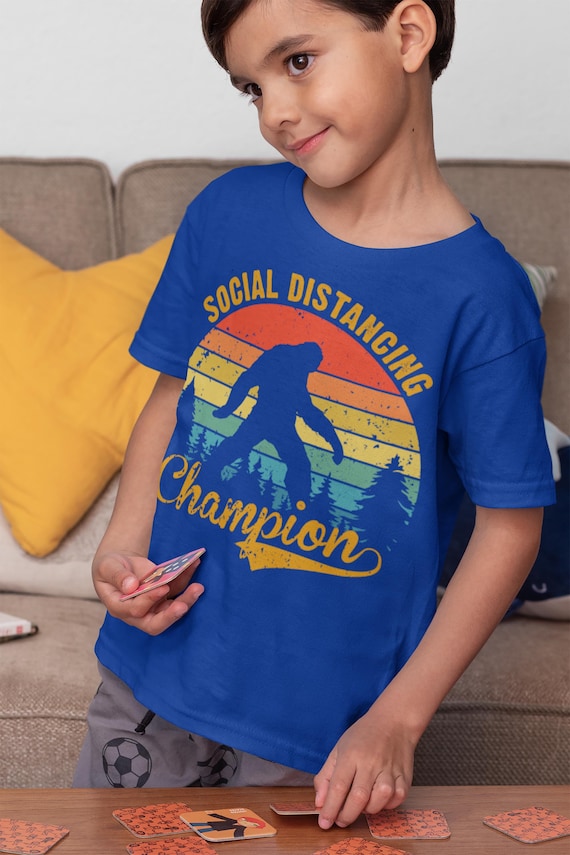 Kid's Social Distancing T Shirt Bigfoot Shirt Social Distancing Champion Shirt Hipster Shirt Funny Bigfoot Shirt