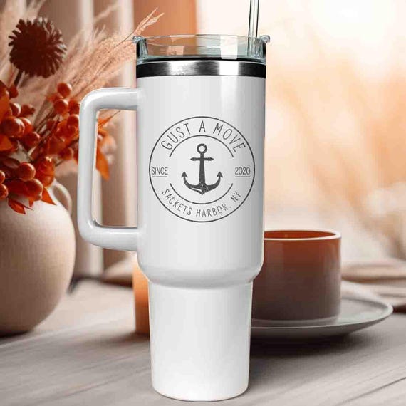 40 Oz Tumbler Boat Gift Custom Boat Cup 40oz Handle Handled Captain Drink To Go Boater Gift Boating Accessories Accessory Nautical Drinkware