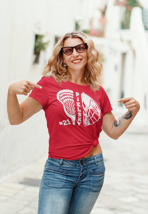 Women's Personalized Lacrosse T Shirt Custom LAX Shirts Lacrosse Shirt Personalized TShirts Customizable Lacrosse Player Apparel Ladies