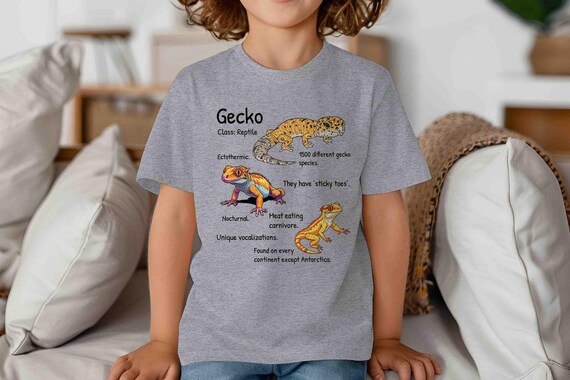 Kids Gecko Shirt Facts Crested Leopard Shirts Gift Idea Reptile Lizard Science Geek Herpetology T Shirt Tiny Dinosaur Cute Unisex TShirt