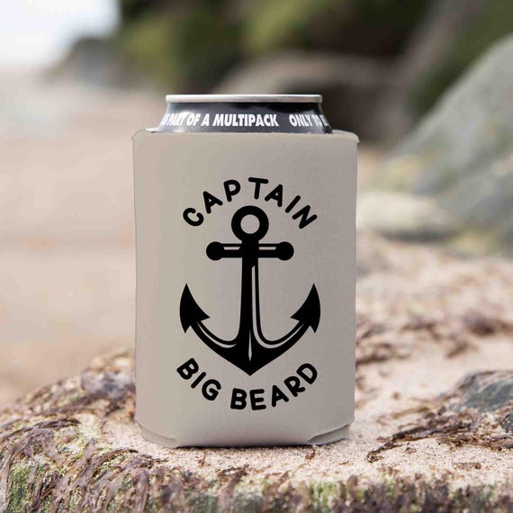 Personalized Captain Cozie Custom Boater Captain Gift Anchor Logo Nautical Boating Gift Foam Can Cooler Boat Name Soda Beer Foam Bottle