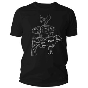 Butcher Meat Cuts Shirt Cow Chicken Pig