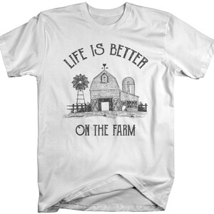 Men's Vintage Farm T-Shirt Life Better On Farming Shirt Barn Tee image 9