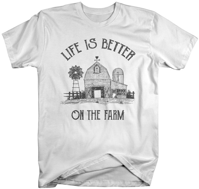 Men's Vintage Farm T-Shirt Life Better On Farming Shirt Barn Tee image 9