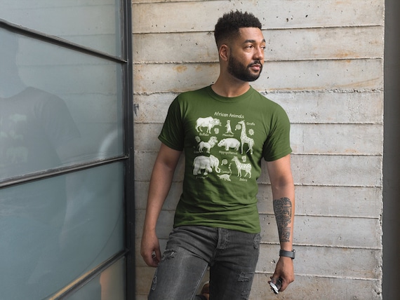 Men's African Animals Shirt Reference T Shirt Types Kinds TShirts Species Continent Learning Biologist Gift Idea Man Unisex