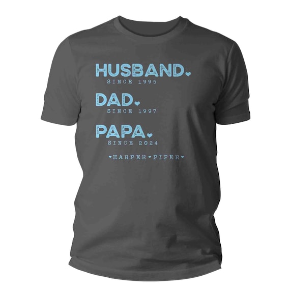 Men's Personalized Dad Grandpa Husband Shirt Father's Day Gift Idea Tee TShirt Papa Poppy Pop-Pop Custom Names Unisex Bella Canvas T-Shirt