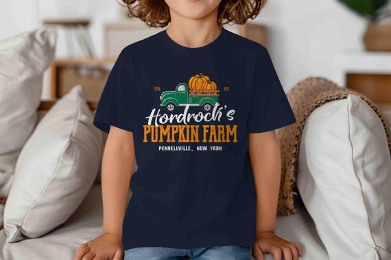 Kids Personalized Pumpkin Farm T-Shirt: Vintage Truck, Custom Fall Farmer