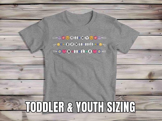 Kids Personalized School Shirt Friendship Bracelet Name Custom TShirt Cute Girl's T-Shirt Flowers T Shirt Cute Girl's Youth Gift Children's