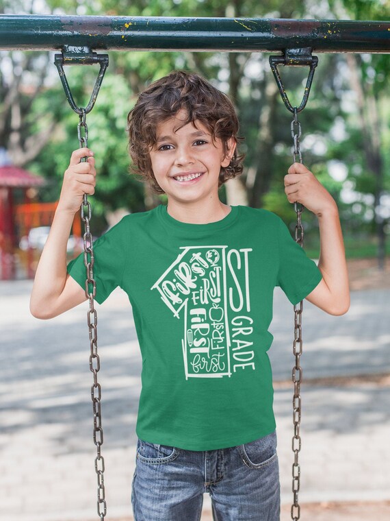 Kids Cute First Grade Shirt Typography T Shirt Cool Tee Boy's Girl's 1st Grade Back To Grade Elementary Gift School TShirt