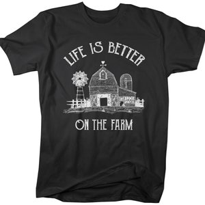 Men's Vintage Farm T-Shirt Life Better On Farming Shirt Barn Tee image 2