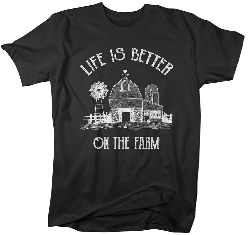 Men's Vintage Farm T-Shirt Life Better On Farming Shirt Barn Tee image 2