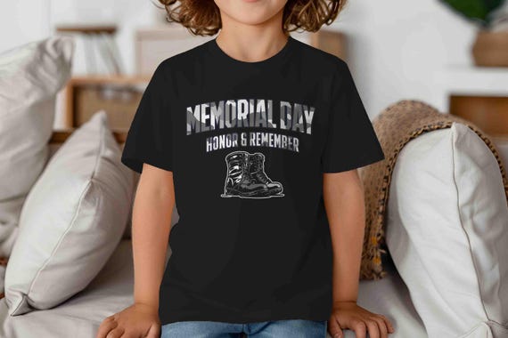 Kids Memorial Day Shirt Soldier T-Shirt Honor Military Boots Soldier United States Gift Patriotic T Shirt Honor Remember TShirt Unisex Tee