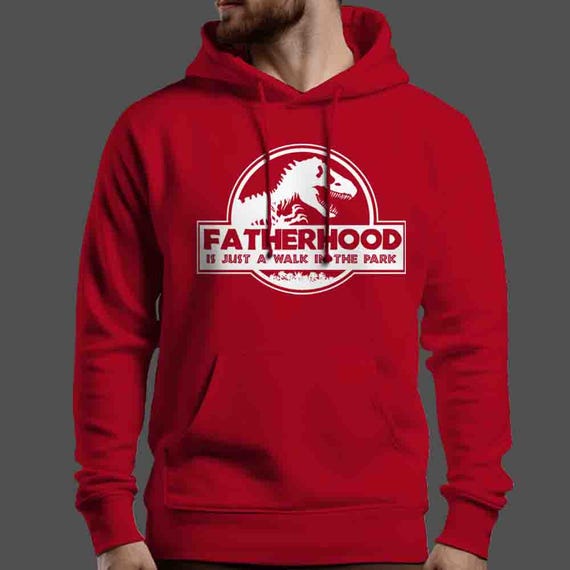 Men's Funny Dad Hoodie Father's Day Gift Fatherhood Walk In The Park Hooded Pullover Dinosaur Sweatshirt T Rex Hoody Dino