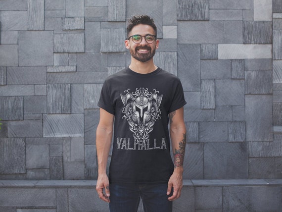 Men's Viking T Shirt Valhalla Viking Shirt Warrior Shirts Armor Shirt Vintage Graphic Tee Viking Shirts Cool Viking Shirt