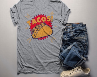 Men's Funny Tacos Graphic T-Shirt: Foodie Comic Tee