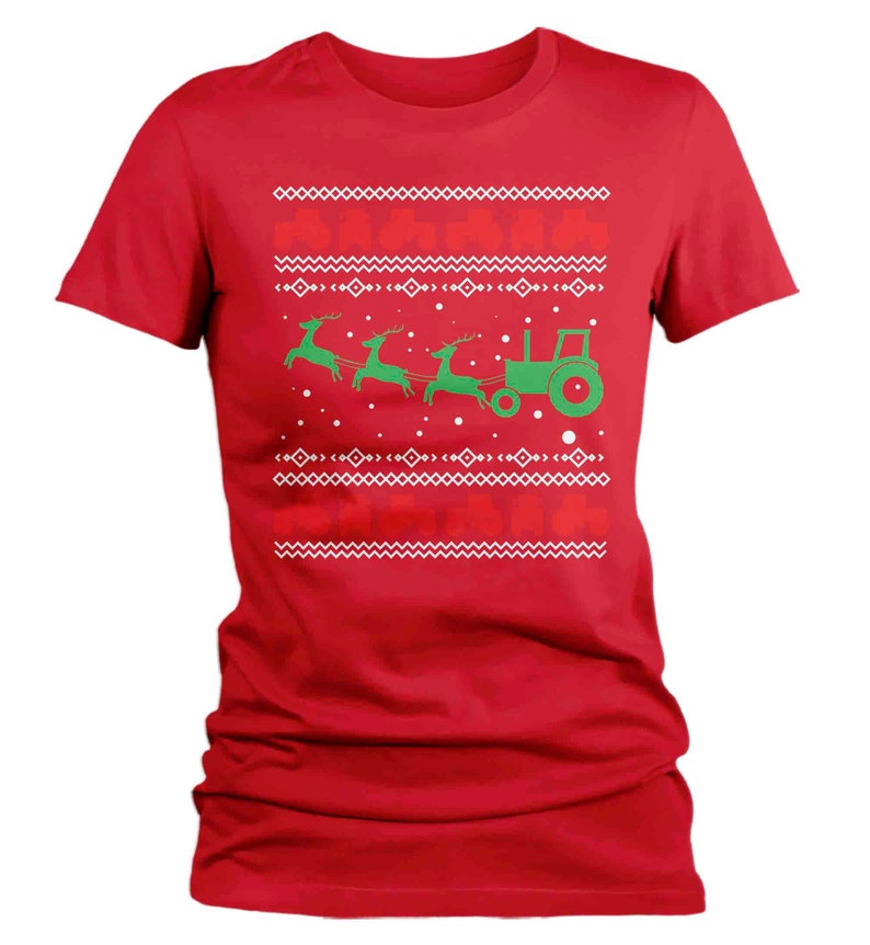 Women's Funny Christmas Tee Ugly Tractor Shirt Farming Etsy