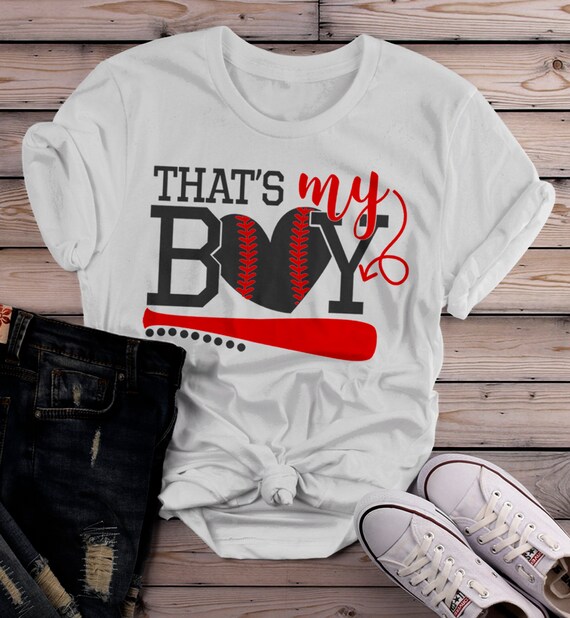 Women's Baseball T Shirt That's My Boy Shirts Baseball Mom Tee Son Tshirt