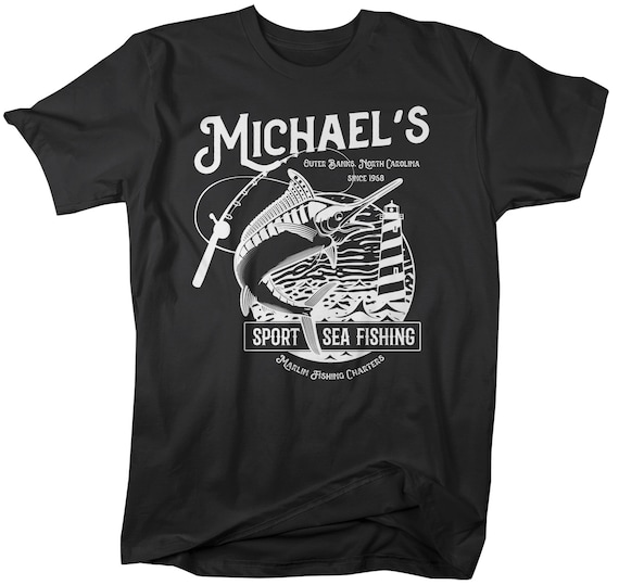 Men's Personalized Fishing T Shirt Deep Sea Fishing Shirts Custom T Shirt  Marlin Charters Fishing Shirt Vintage Tee -  Denmark