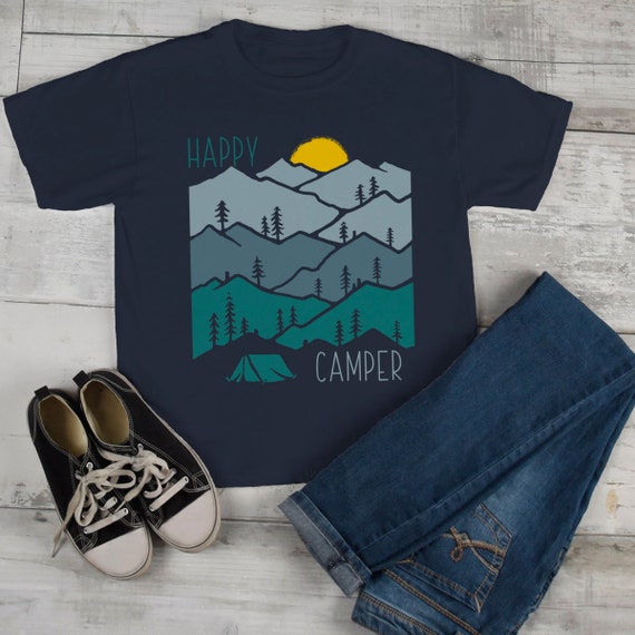 Kids Happy Camper T Shirt Sunset Shirts Camping Tee Nature Tshirt Wanderlust Clothing