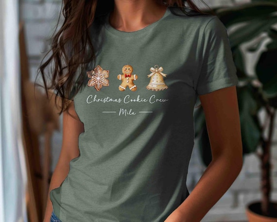 Personalized Christmas Cookie Crew Shirt Custom Name Tee Baker Gift Idea Group Holiday TShirts For Men Women Unisex