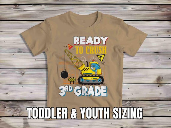 Kids Construction 3rd Grade Shirt Back To School TShirt Dino T-Shirt Cute Third Grade Cute T Shirt Dinosaur Children's School Youth Gift