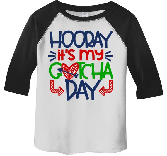 Boy's Gotcha Day T Shirt Adoption Shirts Adopted Tee Cute Adopt Tee Coming Home Day Toddler 3/4 Sleeve Raglan