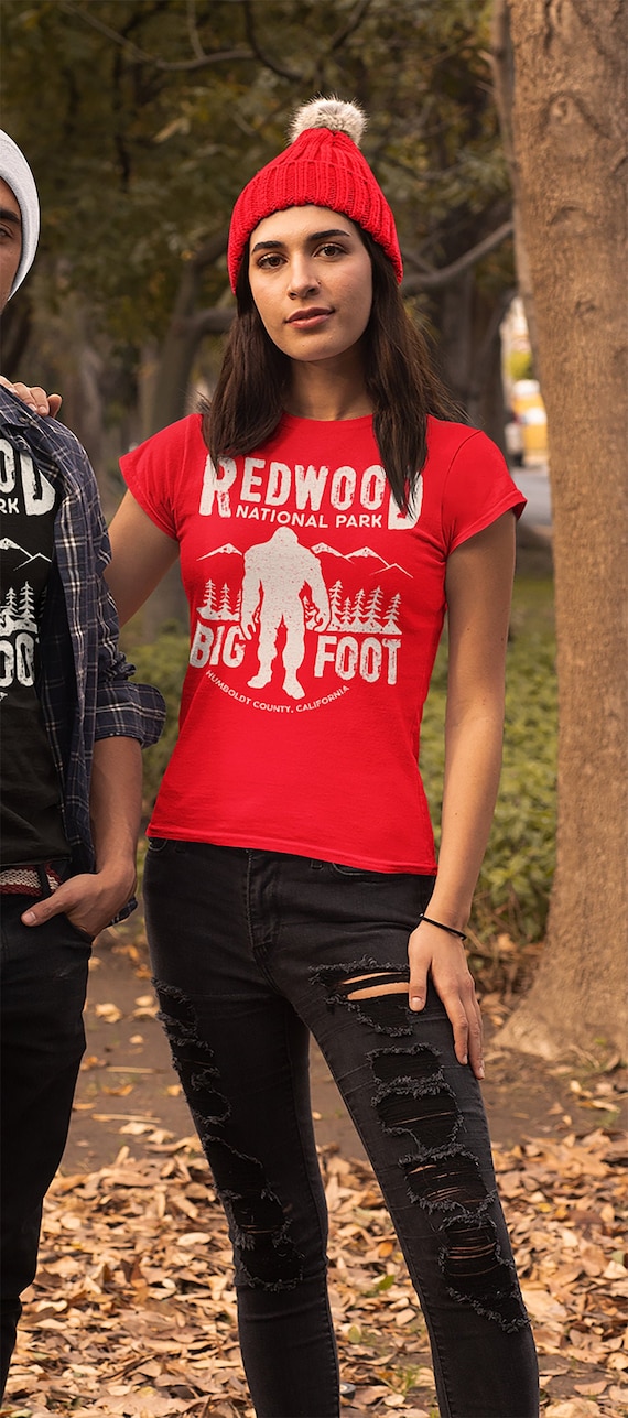 Women's Bigfoot T Shirt Redwood National Park Shirt California T Shirt Yeti Sasquatch Shirt Forest Shirt Bigfoot Gift Ladies Woman