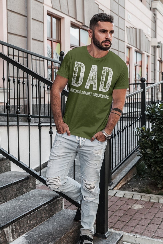 Men's Funny Dad Shirt Defense Against 
