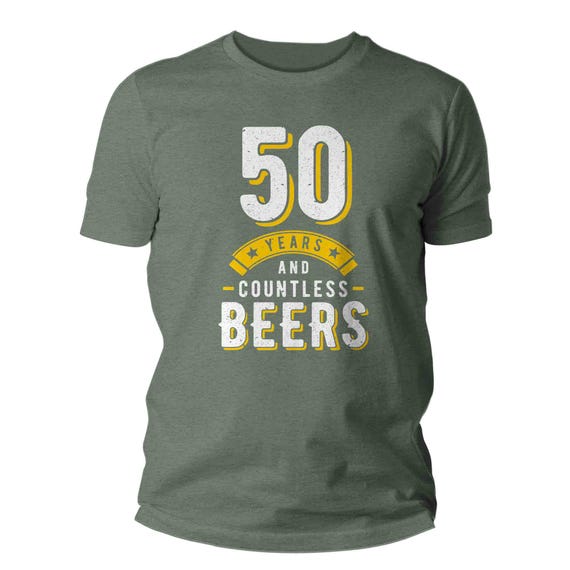 Men's 50th Birthday Shirt Funny 50 Birthday T Shirt Countless Beers 50 Years Group Bday Gift Party Drinking Fifty Group Unisex Tee Soft