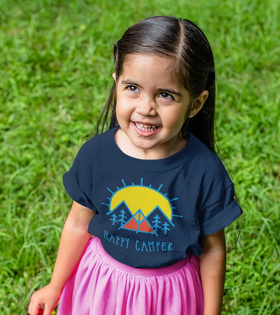 Happy Camper T Shirt With Trees Mountain And Sun Happy Camper T Shirt With Trees Mountain And Sun