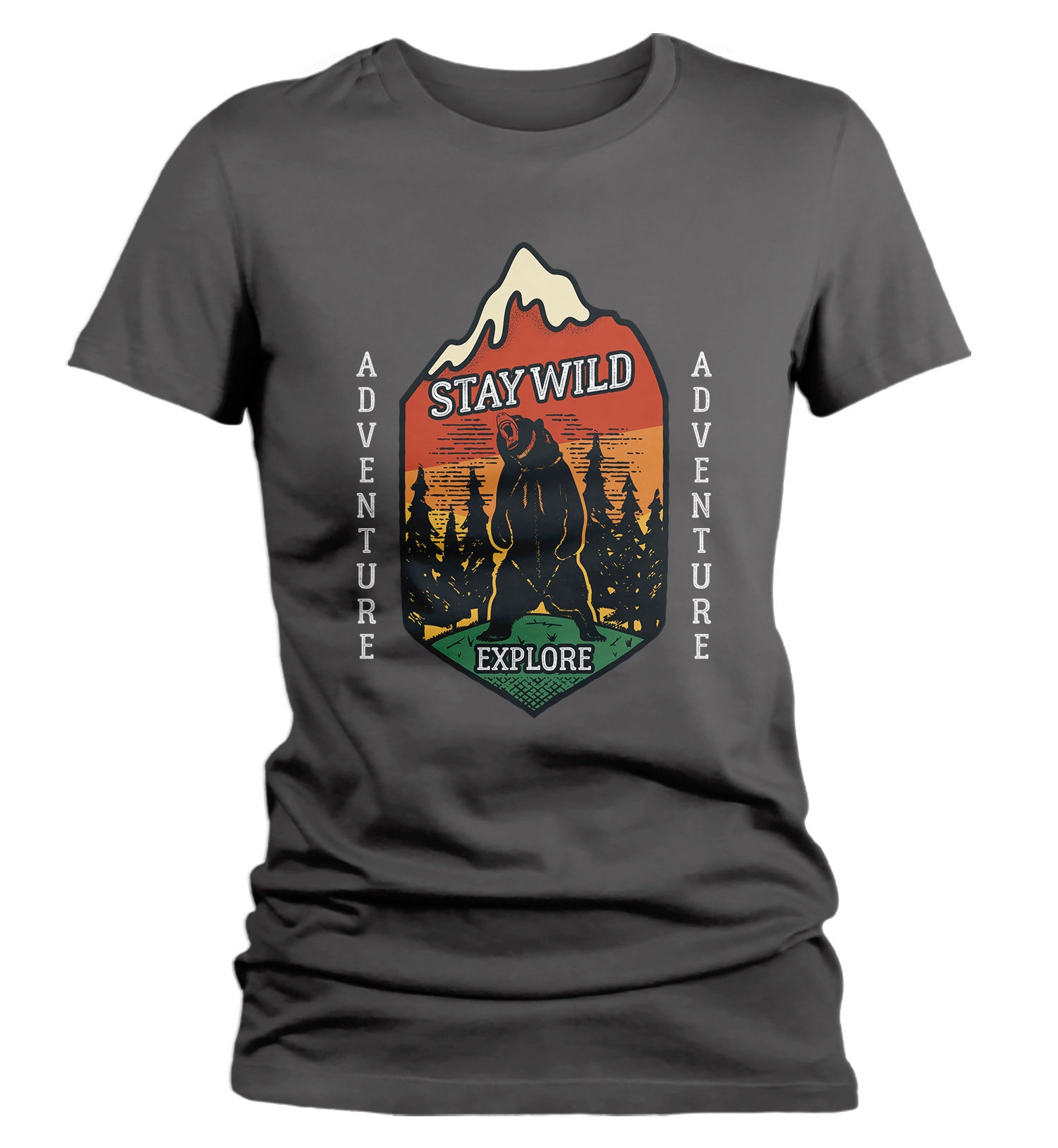 Women's Stay Wild T-shirt Adventure Shirts Bear Forest | Etsy