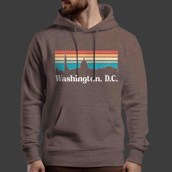 Men's Washington DC Hoodie Sweatshirt Shirt Skyline City D.C. Capital Pullover Gift Travel Tour Tourist Graphic Tee Sky State City U.S.