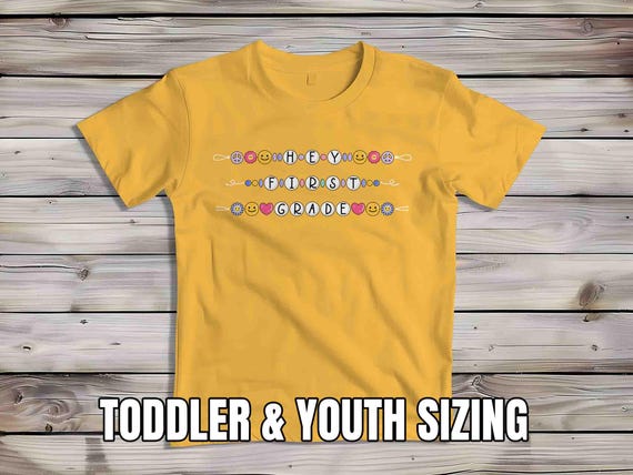 Kids 1st Grade Shirt Friendship Bracelet TShirt Cute Girl's T-Shirt Flowers First Grader 1st T Shirt Cute Girl's Youth Gift Children's