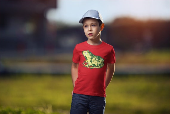 Kids Frog Shirt Forest T Shirt Graphic Tee Toad Gift Amphibian Tee Streetwear Exotic Jungle Cool Illustration Boy's Girl's Youth Soft Cotton