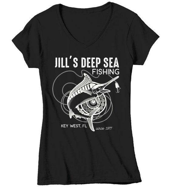 Women's Personalized Fishing T Shirt Deep Sea Fishing Shirts Custom T Shirt  Marlin Fishing Shirt Vintage Tee -  UK