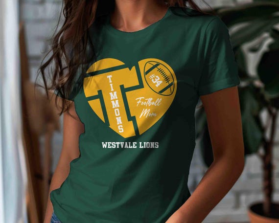 Men's Custom Football TShirt Personalized Football Mom Shirt Personalized Heart Monogram Team Custom Senior Unisex Gift Idea Player Tee