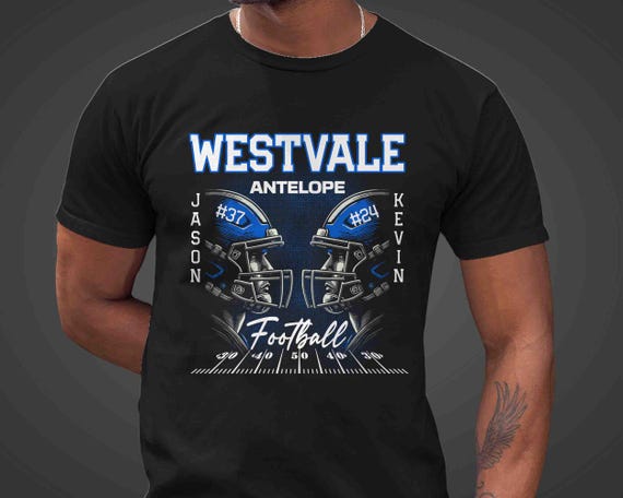 Men's Personalized Football T Shirt Custom Football Senior Shirt Personalized Football Dad Mom 2 Players Two Boys Custom Unisex Gift Idea
