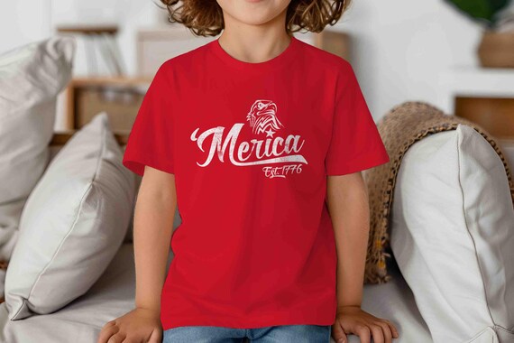 Kids Youth Patriotic 'Merica Shirt Est. 1776 TShirt Eagle Distressed T-Shirt 4th July T Shirt Distressed Grunge 4th July Gift Idea Patriot
