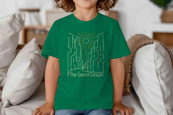 Kids Grand Canyon Shirt National Park Shirt Line Art Minimal Hiker T Shirt Gift Idea Him Minimalist Tourist Arizona AZ Tee Hiked Childrens