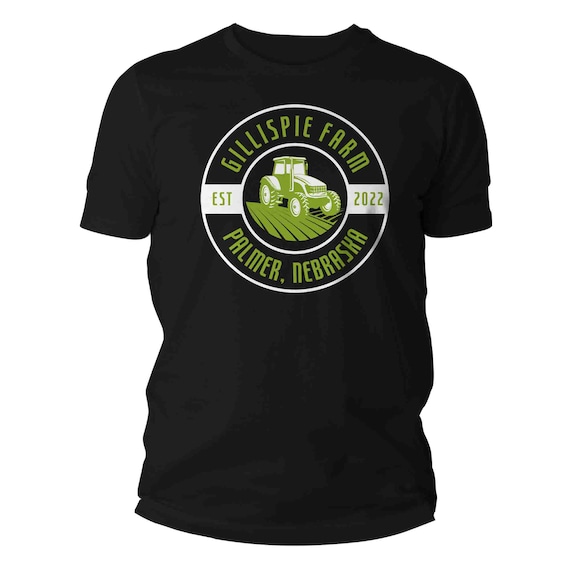 Men's Personalized Farm T Shirt Custom Tractor Field Crop Name Shirt Personalized Business Farmer Logo Badge Vintage Men's Gift Idea