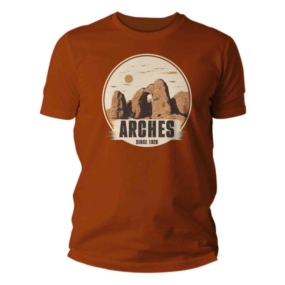 Men's Arches Shirt National Park Shirt Rock Stone Vacation Hiker T Shirt Gift Idea Him Travel Tour Tourist Unisex Graphic Tee Grunge 1920