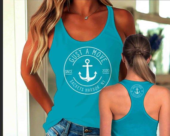 Women's Personalized Boat Tank Top Custom Name Racer Back Boating Racerback Anchor Minimal Gift Boater Nautical Logo Yacht Sailing Ladies