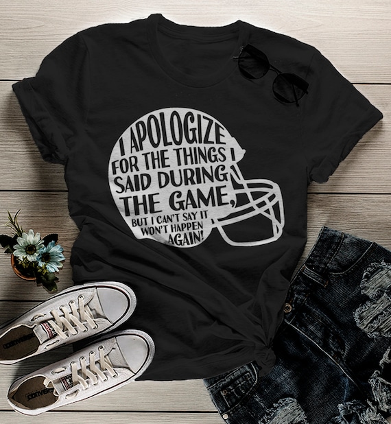 Women's Funny Football T Shirt Apology Helmet Tshirt Football Shirts Graphic Tee