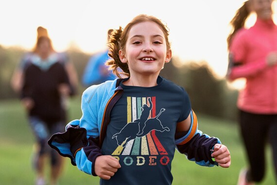 Kids Vintage Rodeo T Shirt Bull Rider Cowboy Western Graphic Tee Bull Ride 8 Seconds Riding Horse Tshirt Youth Boy's Girl's