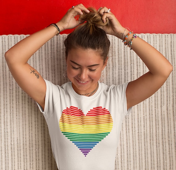 Women's LGBT T Shirt Gay Pride Shirts Heart Gay T Shirt Heart Shirts Gay Pride T Shirts