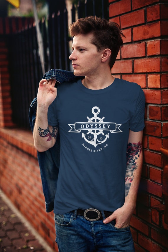 Men's Personalized Boat TShirt, Custom Boating Shirt Yacht Club Gift, Boater Gift Ship Wheel T Shirts Sailing Anchor TShirt Unisex Gift Idea