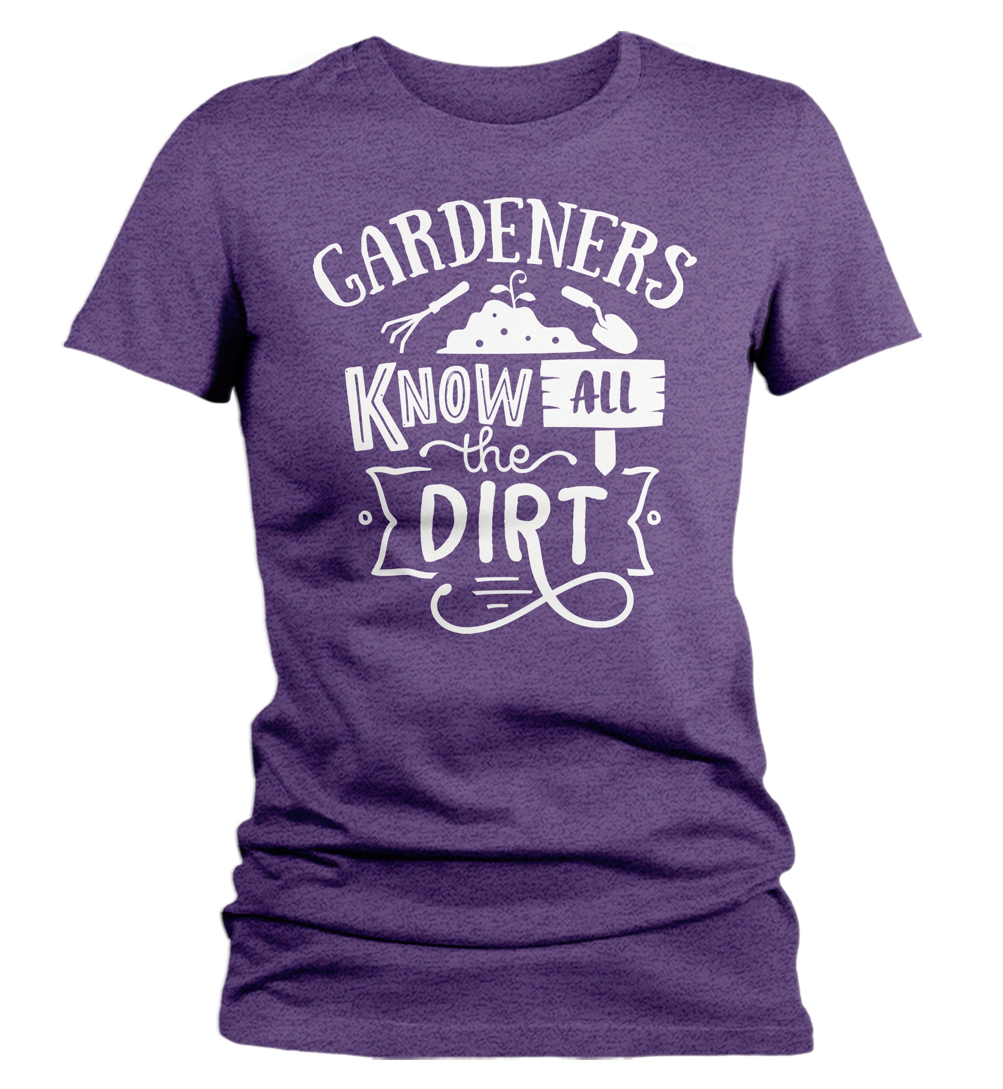 Women's Funny Gardener Shirt Gardeners Know All Dirt T Shirt Funny Gardening Gift Idea Farmer Tee Garden Tshirt Ladies V-Neck Soft