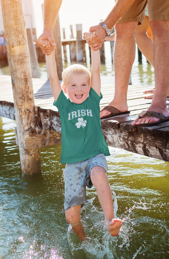 Kids Irish Shirt St. Patrick's Day Ireland Flag Colors Clover Grunge Graphic Tee Gift Idea St Patty's For Youth Unisex Children Tee