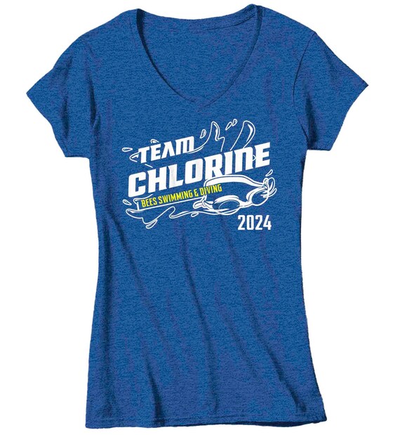 Women's Personalized Swim Team T Shirt Custom Swimming Aunt Shirt Personalized Chlorine Diving Mom Swimmer Funny Custom Ladies Gift Idea